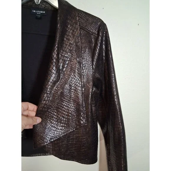 IN Studio Jacket Blazer Reptile Animal Print Y2K Edgy Grunge Business Casual PM - Picture 3 of 6